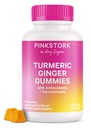 Gommies de gingembre de Stork Turmeric rose – Gut & Digestive Support pour les femmes – Supplément anti-gel avec antioxydants – Arbicot épicé Flavor, 60 Gommies végétaliens