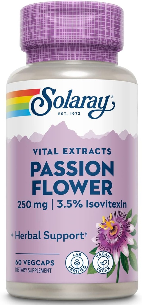 Supplément d'extrait de fleur de passion de Solaray, 250 mg