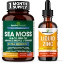 SANDHUHERBALS Sandhu Herbals Sea Moss 60 Capsules & Liquid Zinc Ionic Drops Supplément 4 fl oz.
