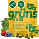 Gruns Multivitamine pour les enfants, Super Greens Gummies, Superfood Gummy Bears avec 20+ Vitamines et Minéraux, Spiruline, Chlorella, Prébiotiques Fibre pour la santé digestive, Supplément adaptogène, 28 jours d'approvisionnement