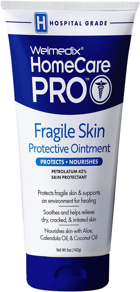 Welmedix Fragile Peau Protectrice Onguent de guérison Hôpital, Crème Barrière et Protection de la peau avec/Calendula pour le traitement de l'eczéma, du psoriasis, dermatite, plaies de lit, Chafing (tube de 5oz)