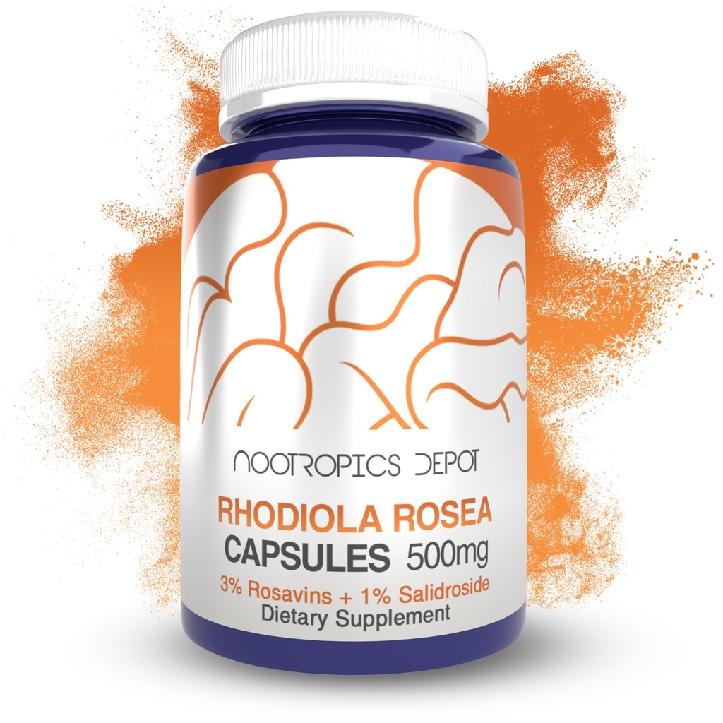 Nootropics Depot Rhodiola Rosea Capsules: 500mg: 3 % Rosavins: 60 Count: 60 Adaptogen Herb.