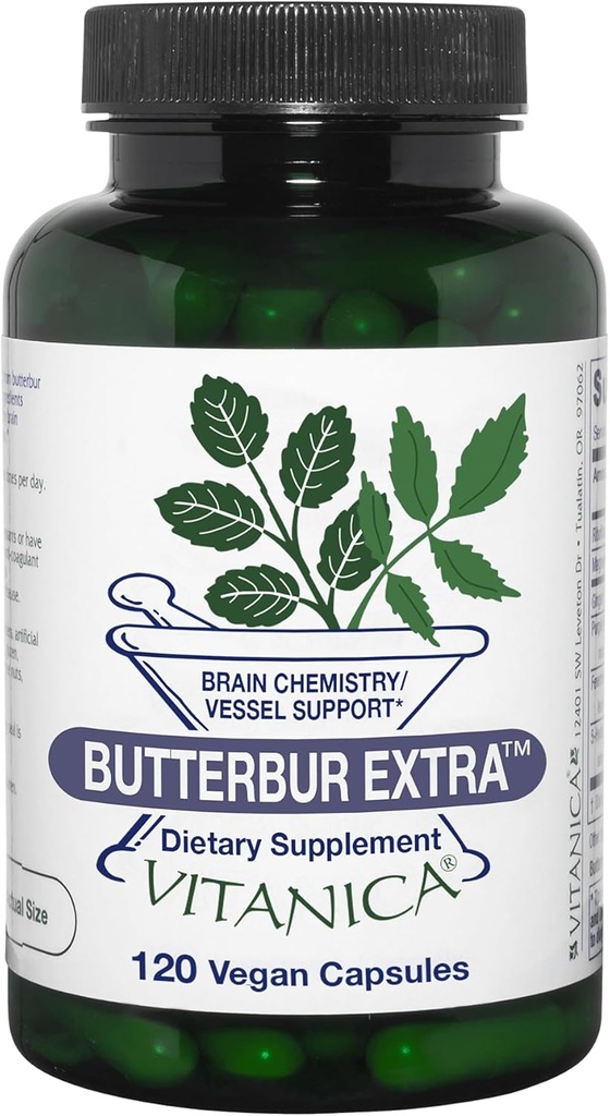 Vitanica, Butterbur Extra, Chimie cérébrale et soutien des vaisseaux, Vegan, 120 capsules