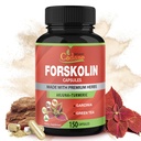 Cadane Forskolin Suppléments - 5en1 avec Curcumine Turmère, Arjuna, Garcinia Cambogia et Thé Vert - 5 mois d'approvisionnement - 150 capsules