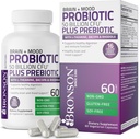 Bronson Cerveau + Mood Probiotique 50 Million CFU Plus Prébiotique avec L-Theanine, Bacopa et Rhodiola Non-OGM, 60 Capsules végétariennes
