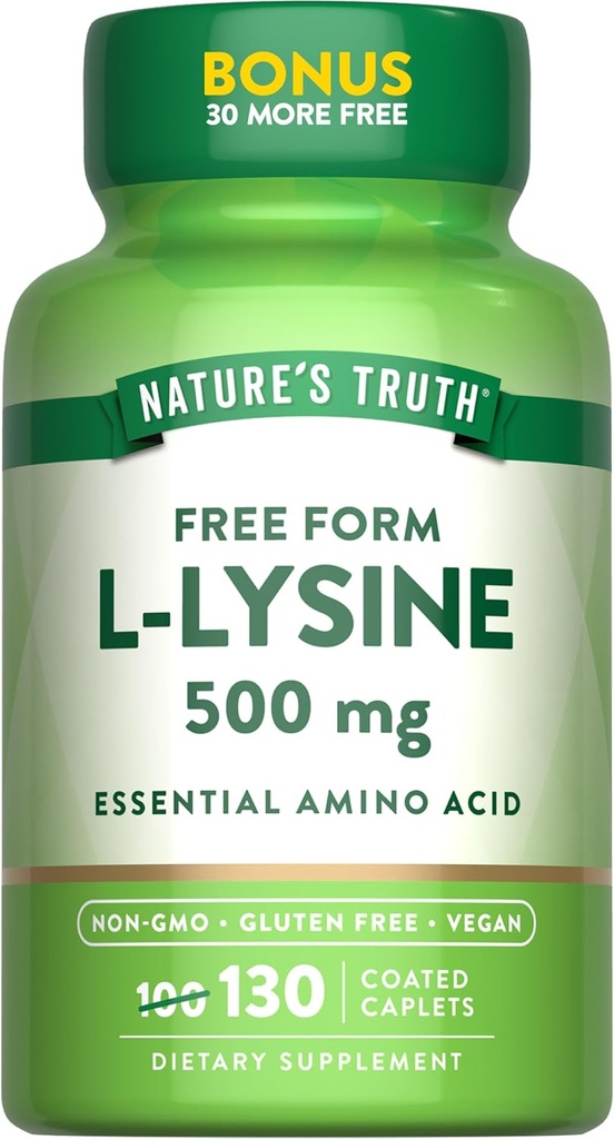 La vérité de la nature L-Lysine 500mg.130 Caplets enduits.Forme libre.