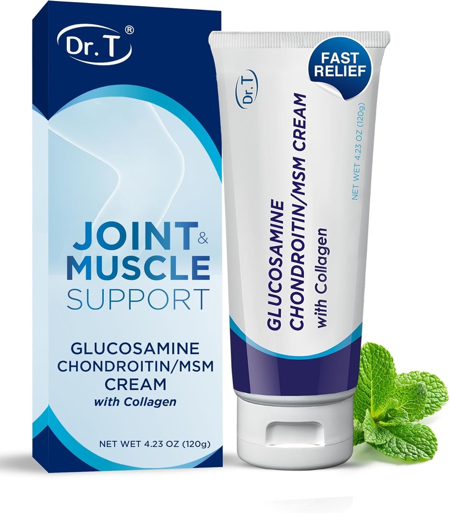Crème de glucosamine de glucosamine - Formule premium avec MSM et collagène pour les troubles articulaires et musculaires - Maintient la résistance articulaire, la flexibilité et la mobilité musculaire - 4,23 oz / 120 g (1 pack)