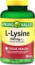 L-Lysine 500mg 250 comprimés – Supplément Lysine essentiel pour le soutien du système immunitaire, la peau, les lèvres et la santé tissulaire, Lysine, Lisina, L Lysine sans gluten 500 Mg pour le bien-être quotidien