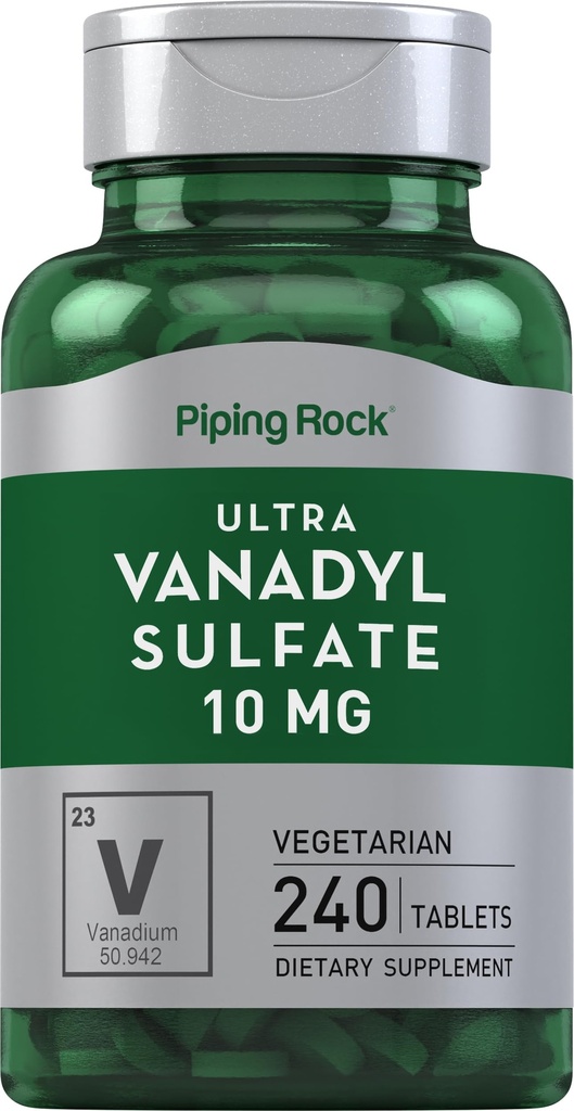 Piping Rock Vanadyl Sulfate 10 mg | 240 Tablets | Ultra Complex Supplement with Chromium | Vegetarian, Non-GMO, Gluten Free Supplement