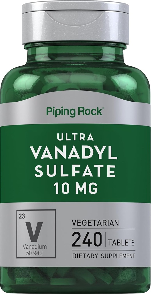 Piping Rock Vanadyl Sulfate de 10 mg 240 Comprimés Ultra Complexe, Végétarien, Non-OGM, Supplément sans gluten