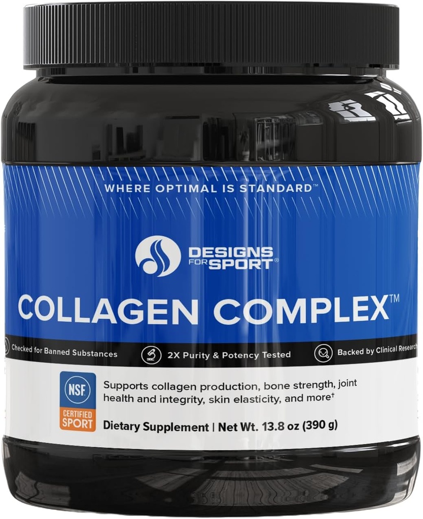 Designs for Sport Collagen Complex - NSF Certified for Sport Collagen Peptides Powder - Collagen for Joints, Bone Strength, Skin Elasticity (13,8 oz)