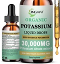 Pertes liquides de magnésium de potassium - Supplément liquide organique - Citrate de potassium à haute absorption 1000mg Glycinate de magnésium 500mg Calcium pour le coeur, Crampons et muscles - Non-OGM, Vegan, 2 oz