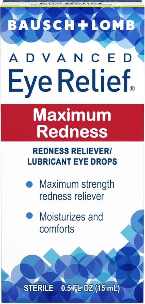 Bausch & Lomb Advanced Eye Relief Maximum rougeur Lubrifiant gouttes oculaires de 0,5 Fl Oz (15 ml) - Boîte de 5