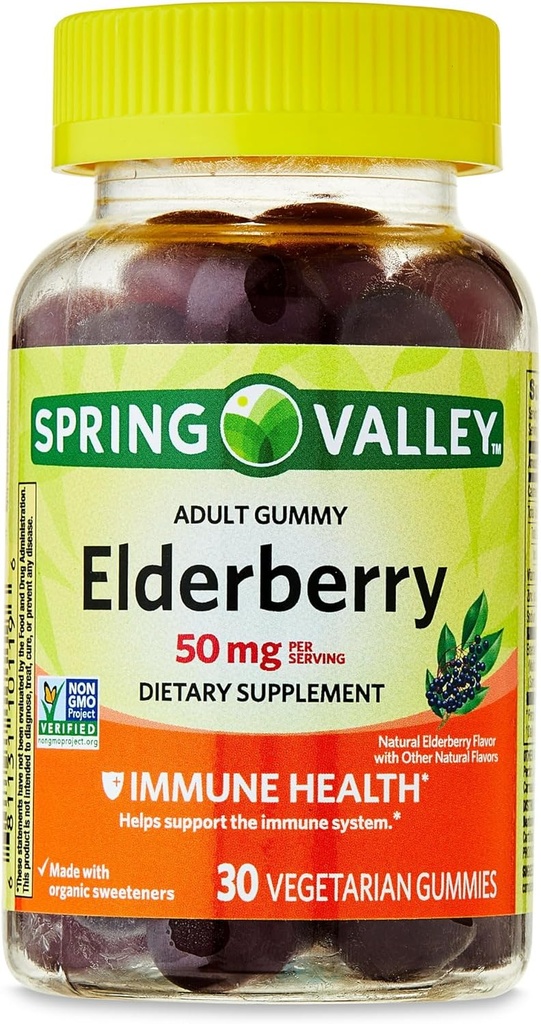 IKJ Immune Elderberry Supplément alimentaire sain Gumpies végétariennes, 50 mg, 30 Nombre