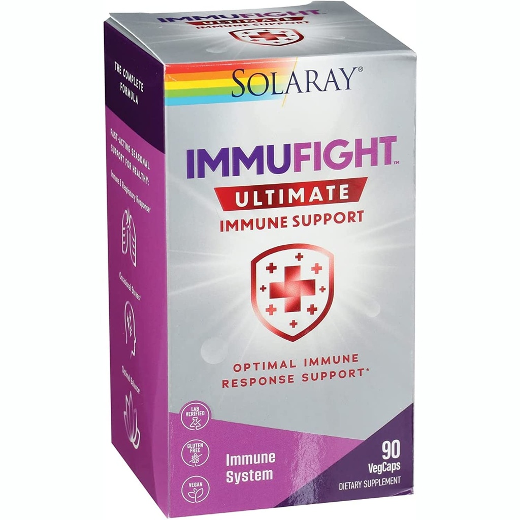 SOLARAY Immufight Ultimate Immmune Support Exclusive Formule de réponse saine avec Vitamine C & D, Zinc, Herbes Exclusive 10 Serv, 90 VegCaps
