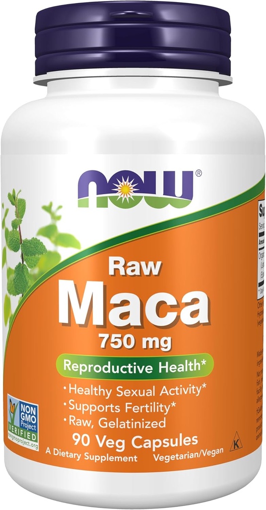 MAINTENANT Aliments suppléments, Maca (Lepidium meyenii) 750 mg crus, santé reproductive*, 90 gélules