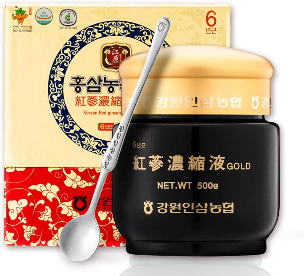 Gangwoninsam] Extrait de ginseng rouge coréen or 500g / 17.63 fl. oz – Contient 100 % extrait de racine de ginseng rouge pur de 6 ans