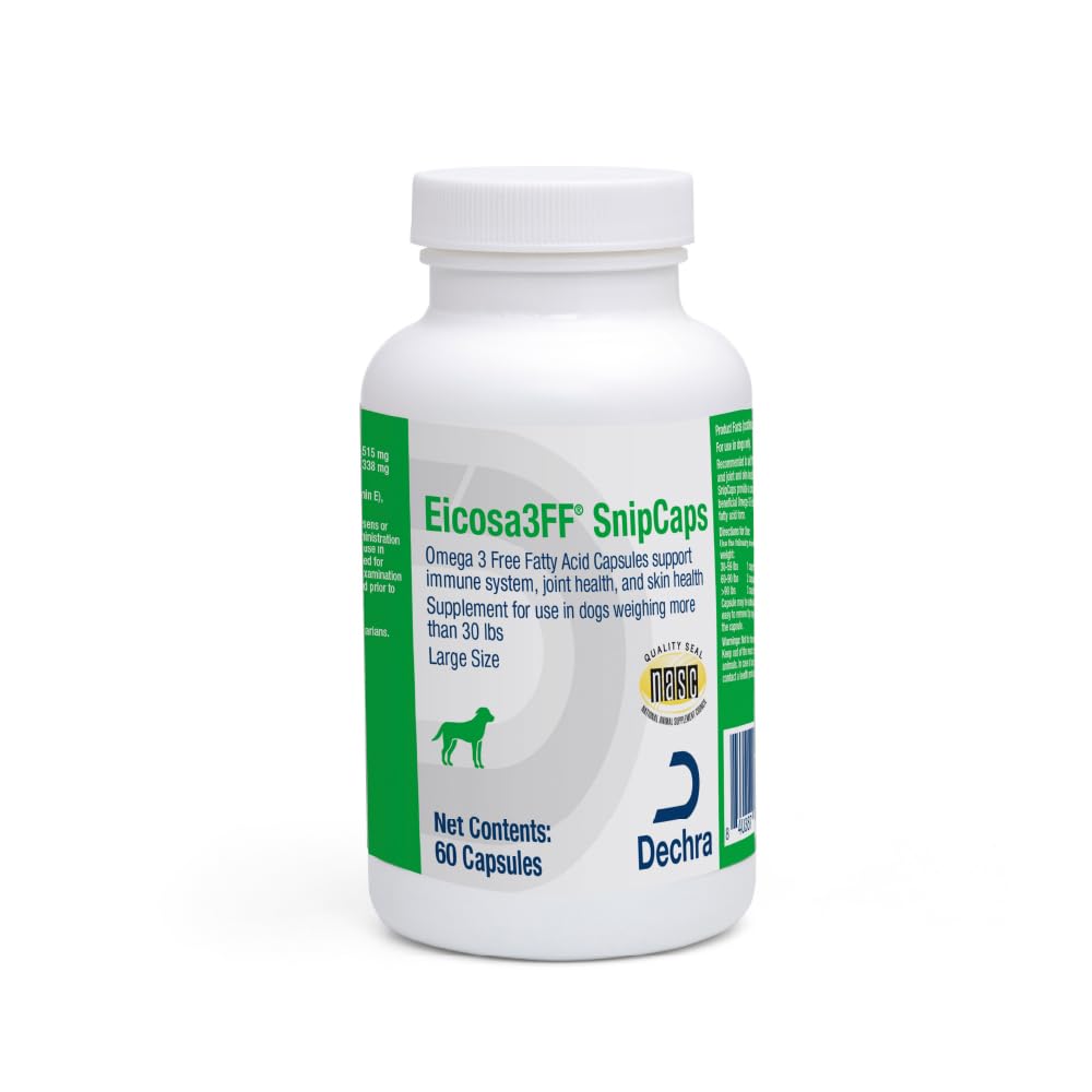 Eicosa3FF SnipCaps Omega 3 Capsules d'acide gras libres pour chiens - Grand, 60 ct