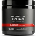 Toniiq 3 000mg Glycinate de magnésium ultra-haute résistance - 20% Purifié pour contenir 600mg de magnésium élémentaire - Supplément de magnésium chélaté et biodisponible - 240 Capsules de Veggie