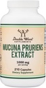 Mucuna Pruriens Extrait Capsules - Supplément de stimulation de la dopamine - 210 Compte, 1 000 mg par portion, 20 % (du haricot Velvet) (pour le soutien de l'humeur et de la motivation) Tiers testés par le double bois