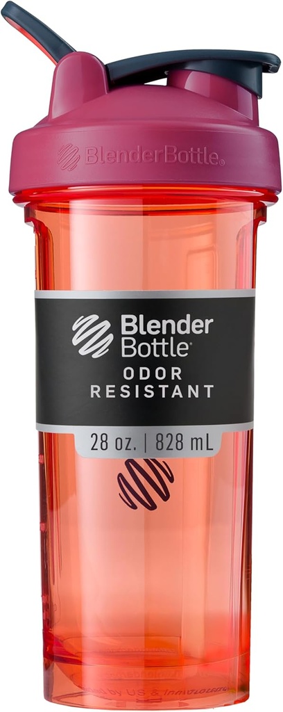 BlenderBottle Shaker Bouteille Pro Série Parfaite pour les shakes protéiques et préentraînement, 28-Ounce, Corail pleine couleur