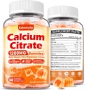 Supplément de Citrate de Calcium Gommies pour Adulte - Citrate de Calcium sans sucre 1200 Mg avec Magnésium 300 Mg & Vitamine D3 - Suppléments de Calcium bio à croquer pour Femmes & Hommes
