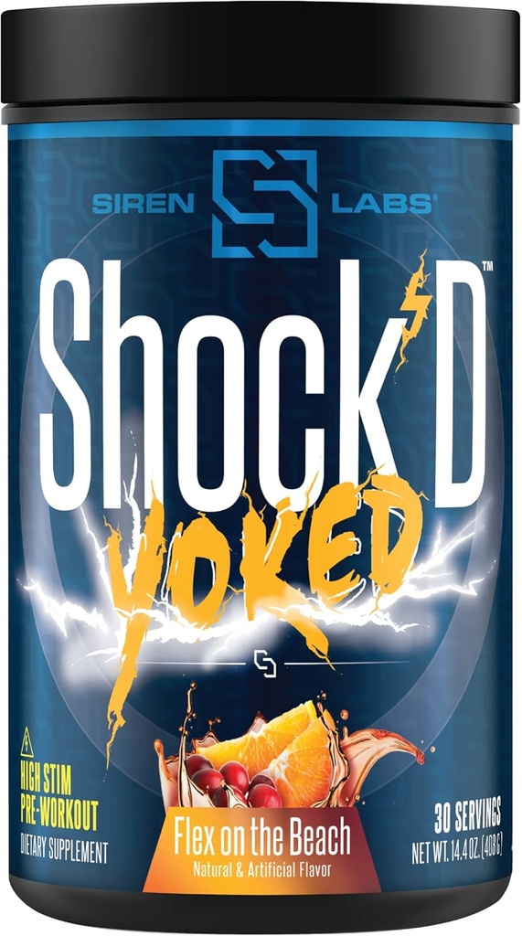 Choc D Yoked High Stim Pre-Workout – Caféine, Taurine, Citrulline Malate, Agmatine, Betaine Anhydre – Haute énergie et pompes musculaires puissantes-Oxyde nitrique–Flex sur la plage (30 services)