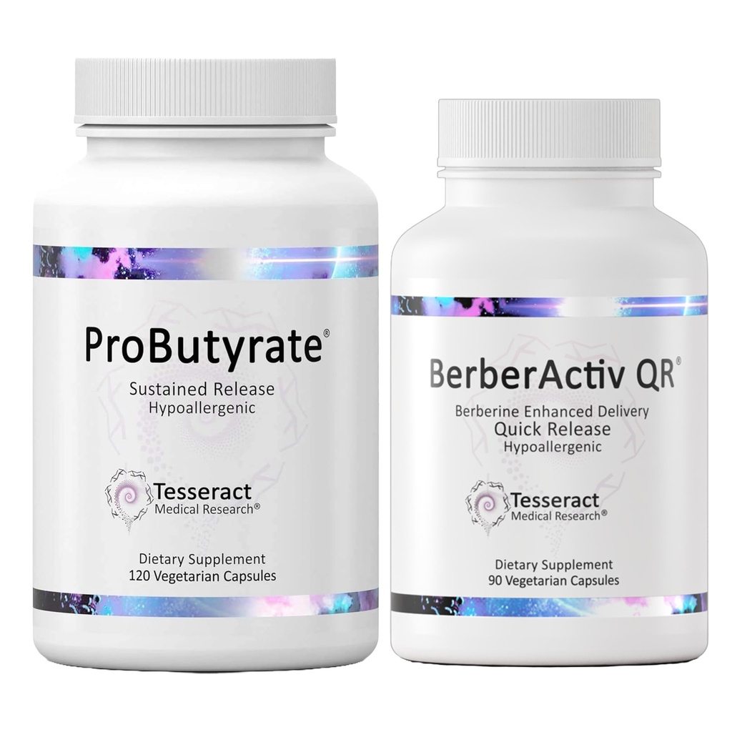 Support optimal Gut & Immune, ProButyrate Acid Complexe Butyric Gut Health Supplement (120 Capsules) et BerberActiv-QR Berberine Immune Support Supplement (90 Capsules) Bundle, Formule Hypoallergénique