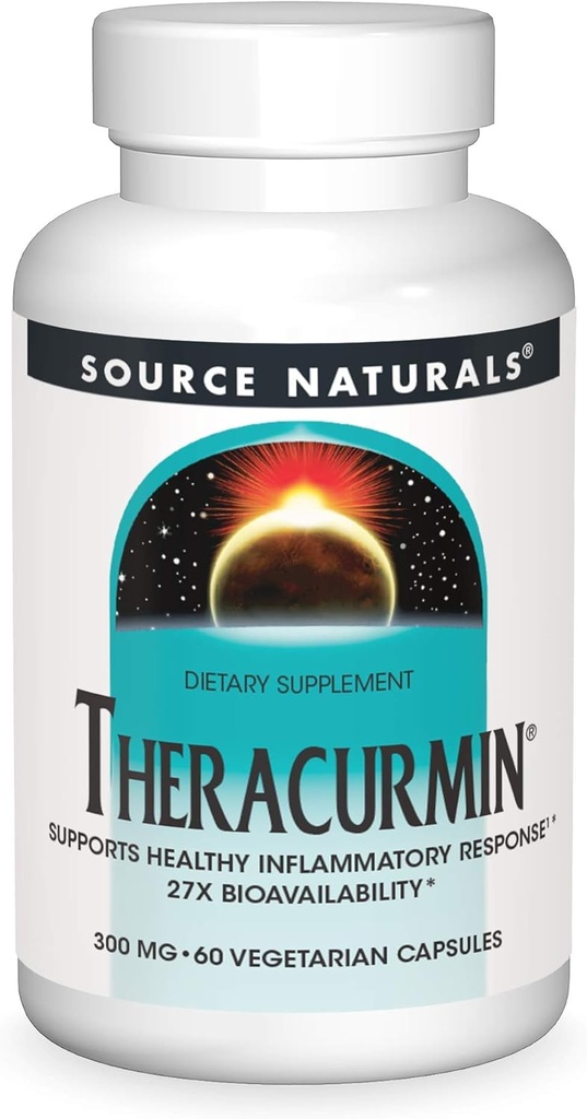 Source Naturals Theracurmin, soutient une réponse inflammatoire saine*, 300 mg - 60 capsules végétariennes