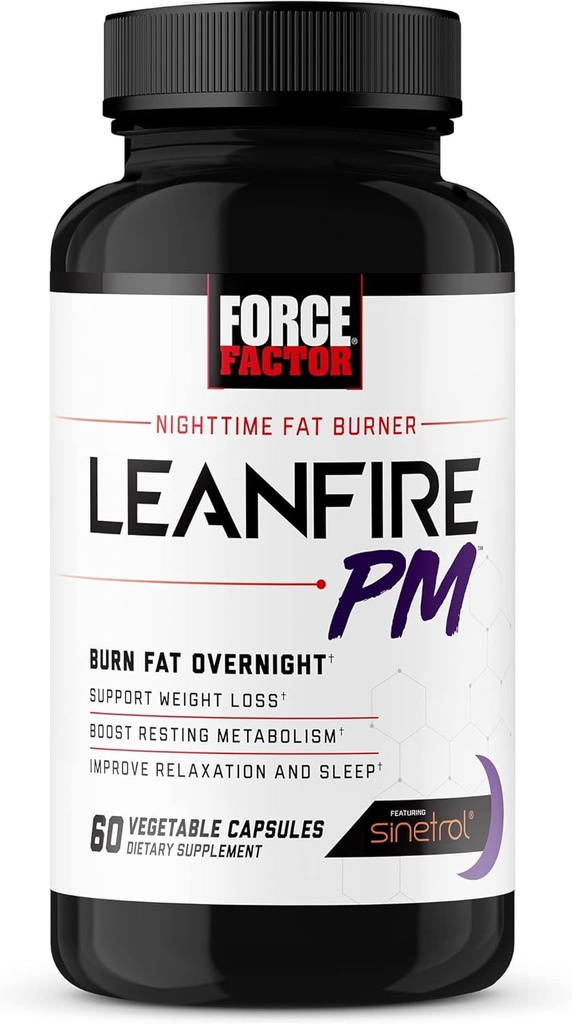 Facteur de force LeanFire PM pilules de perte de poids pour les femmes et les hommes, brûleur de graisse et la nuit pilules de perte de poids pour brûler la graisse, stimuler le métabolisme, améliorer le sommeil, formule puissante pour des résultats incroyables, 60 capsules