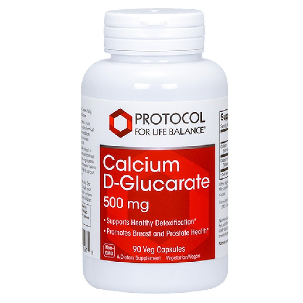 PROTOCOLE POUR LA BALANCE DE VIE Calcium D-Glucarate - 500mg Calcium D Glucarate - Soutien à la désintoxication - pour la santé des seins et de la prostate - Non-OGM et sans produits laitiers - 90 gélules