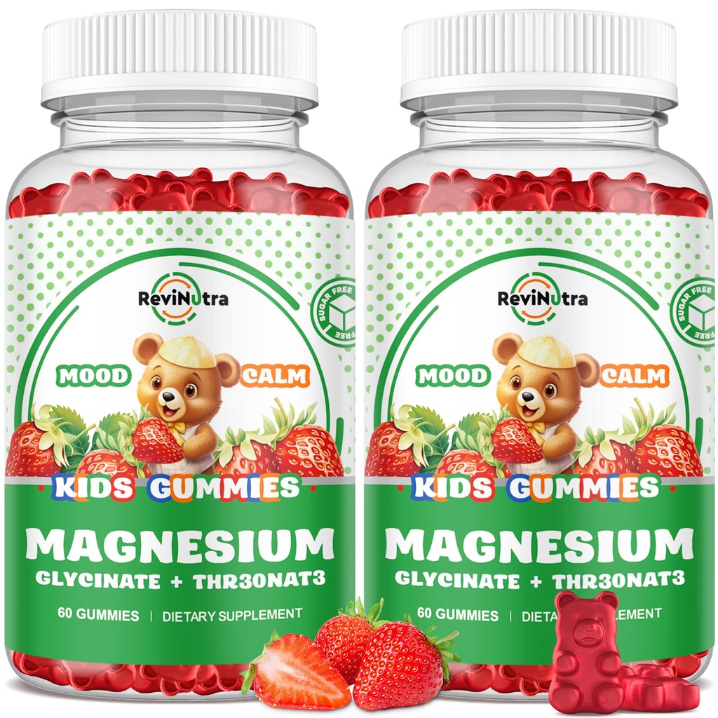 Magnesium Complex Gummies- Calm Chewable Gummies for Kids & Adults- Magnesium Glycinate Supplement-w/Omega-3, Vitamin B6, D3- Support Calm Stress Relief, Bones, Mood, 2 Pack