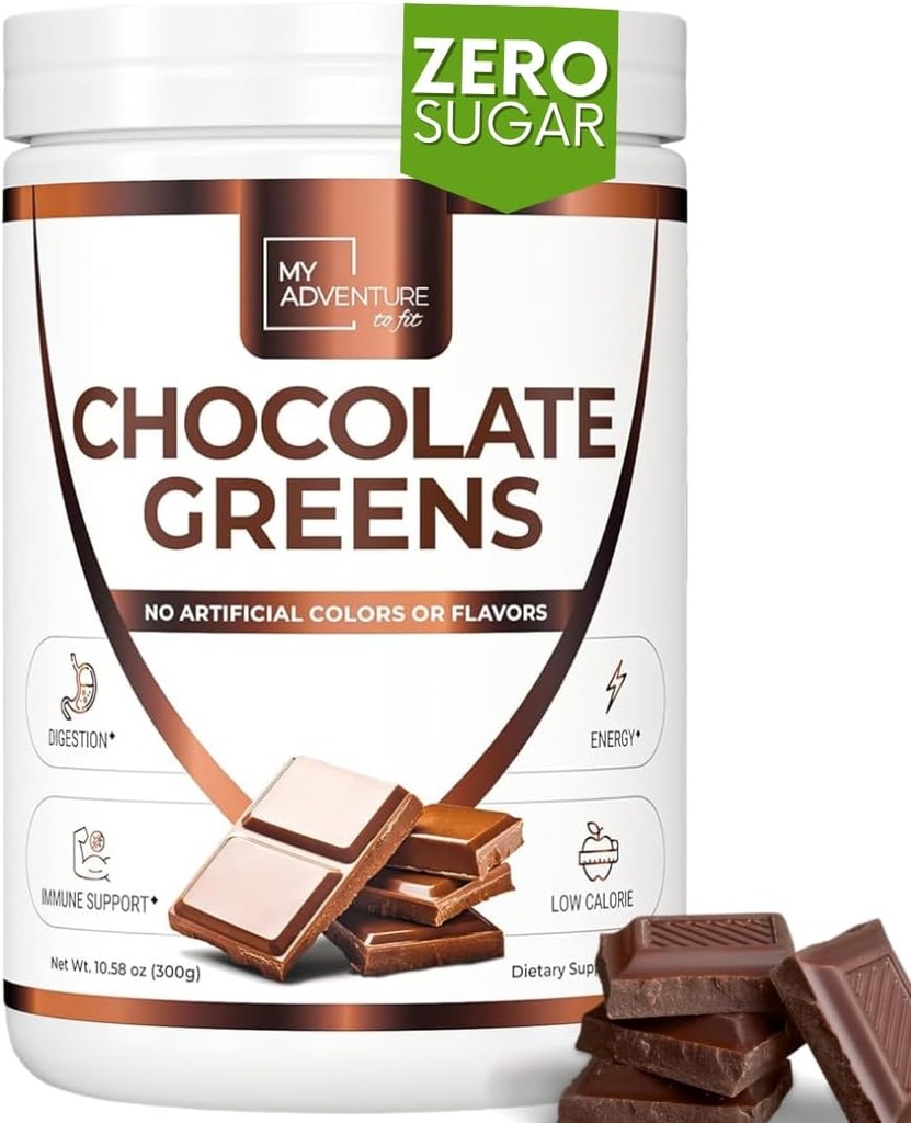Poudre de Superfood Verte pour Digestion et Santé Gut - Keto Friendly Superfood Greens Blend Poudre pour Imune Support - Supplément de Greens en poudre pour Imune Boost - Chocolat, 180 portions