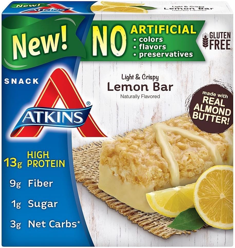 Atkins Snack Light Crispy Lemon Bar, 5 petites barres (paquet de 2)