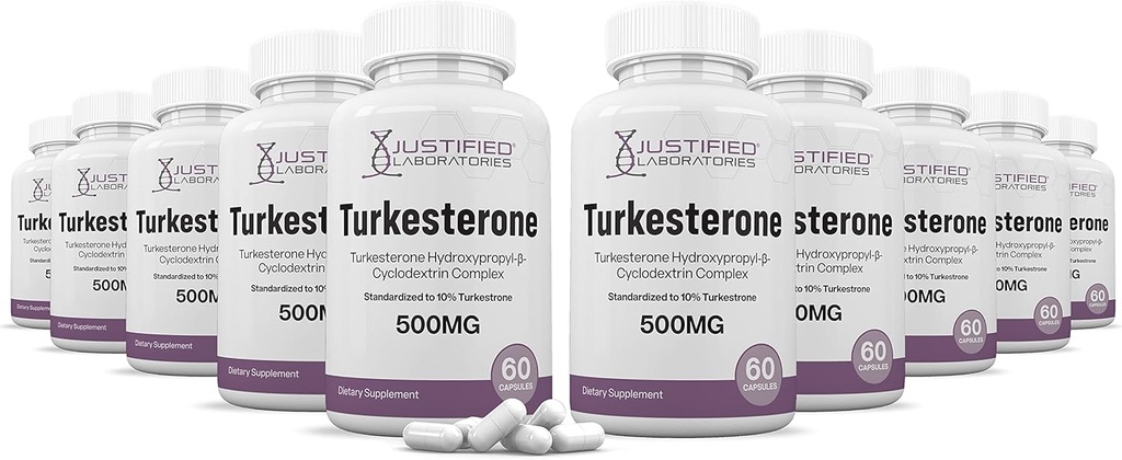 Laboratoires justifiés (10 Pack Turkestérone 500mg 10% Standardisé Augmenter naturellement Stamina Endurance Strength 600 Capsules