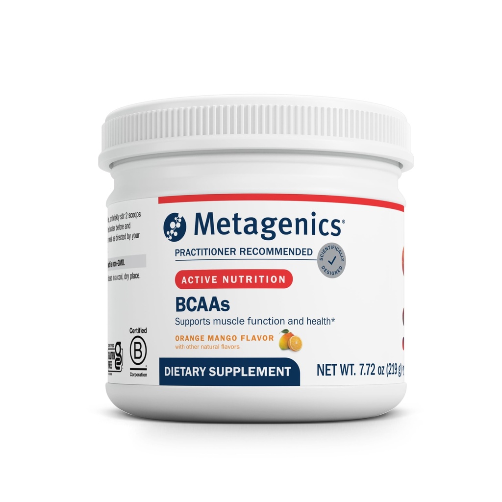 Metagenics BCAAs Powder - Orange Mango Flavor - 2:1:1 Ratio of Leucine, Isoleucine & Valine - Supports Muscle Recovery, Endurance & Performance* - Non-GMO, Gluten-Free, Vegetarian - 30 Servings