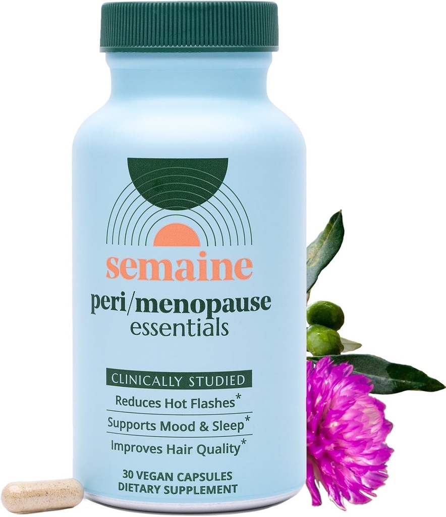 Semaine Peri/Menopause Essentials, 30 Ct. - Fuller Hair, No More Hot Flashes, Hormone Balance, Better Sleep & More - Clinically-Studied, Non-Hormonal Formula