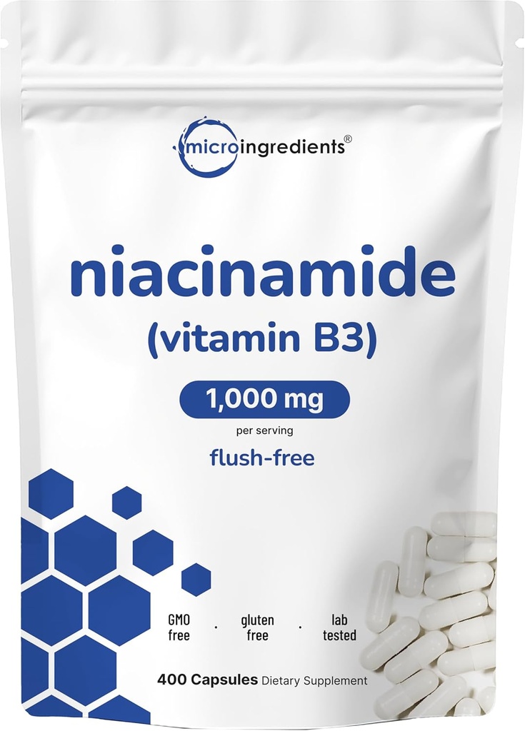 Vitamine B3 Niacinamide 500mg Par Capsule, 400 Capsules