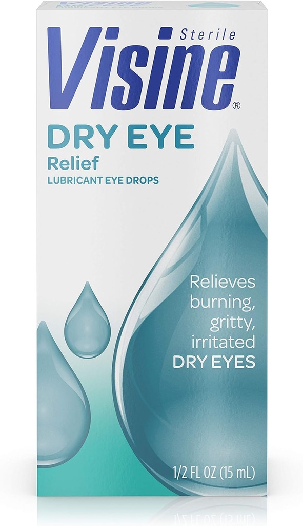 Visine Lubrifiant de soulagement des yeux secs gouttes avec polyéthylène Glycol 400 à hydrater et Soothe Irritated, Gritty et les yeux secs, conçu pour fonctionner comme de vraies larmes, 0,5 fl. oz