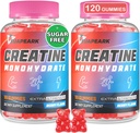 Monohydrate de créatine Gummies, Supplément pré-entraînement pour les femmes et les hommes, Monohydrate de créatine avec Taurine et B6 - pour les muscles, la force, l'endurance et l'énergie, Vegan (Berry, 120 Gummies)