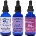 Eidon Ionic Minerals Liquid Silica, Zinc, & Magnésium Drops Variety Pack - Silica, Zinc, & Magnésium Suppléments, Trace Mineral tout naturel, Pas de conservateurs ou additifs - 2 oz, Pack de 3