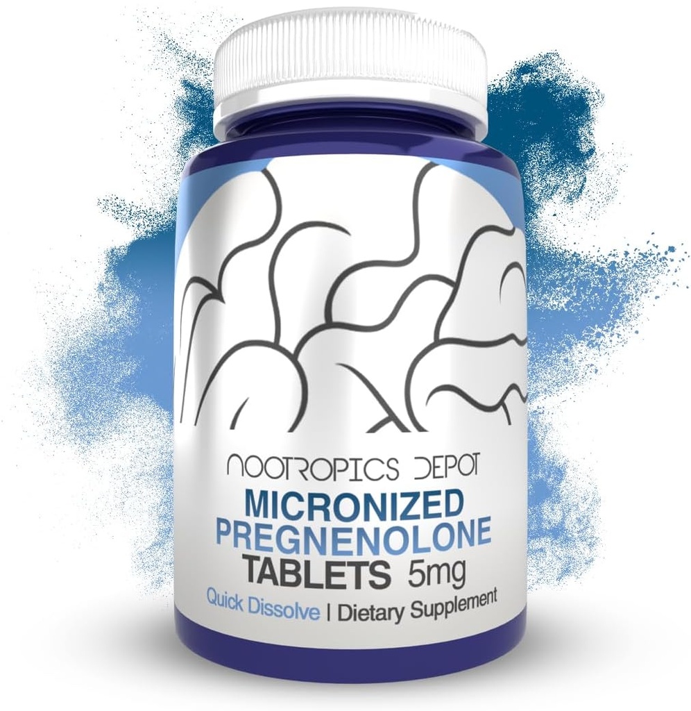 Nootropics Depot Pregnénolone Dissoudre rapidement les comprimés de 5mg de solution Micronisée de l'humeur, de la cognition et du soutien hormonal de 120
