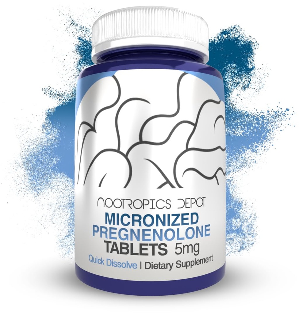 Nootropics Depot Pregnenolone Quick Dissolve Tablets | 5mg | Micronized | Mood, Cognition, & Hormone Support | 120 Count