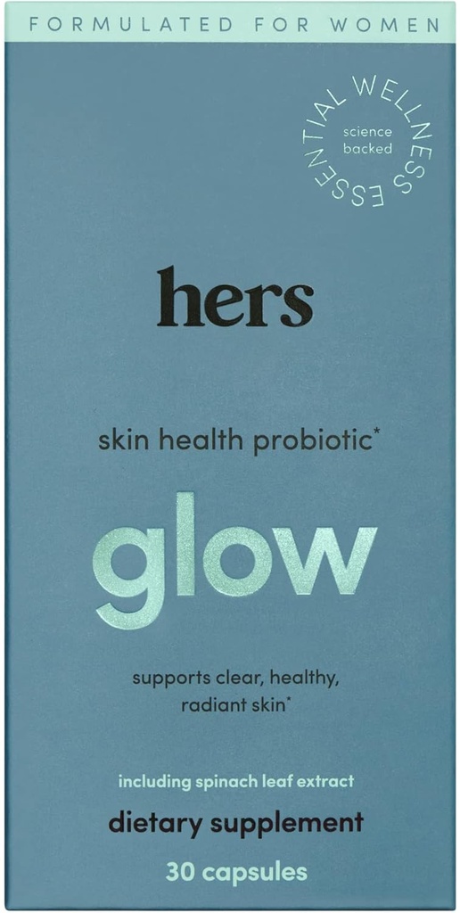 Hers Glow Supplement - Supplément probiotique pour les femmes pour la peau - Supporte une peau claire et radiante - sans gluten, sans OGM, végétarien - 30 capsules