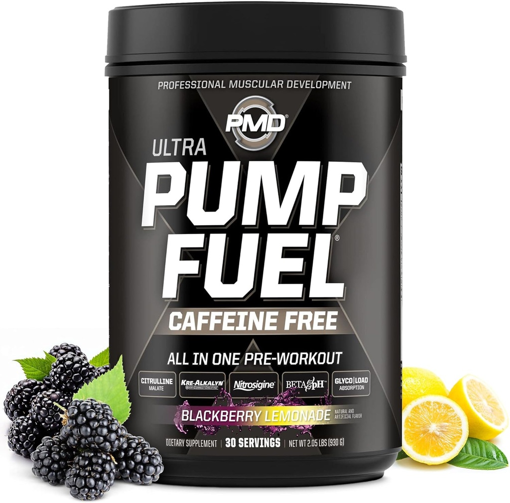 Pompe de sport PMD Carburant Ultra sans caféine - Premium préentraînement pompe à poudre et musculaire, plus de concentration, d'endurance et de récupération, crème premium, arginine et bêta Alanine - Cimonade BlackBerry (30 portions)