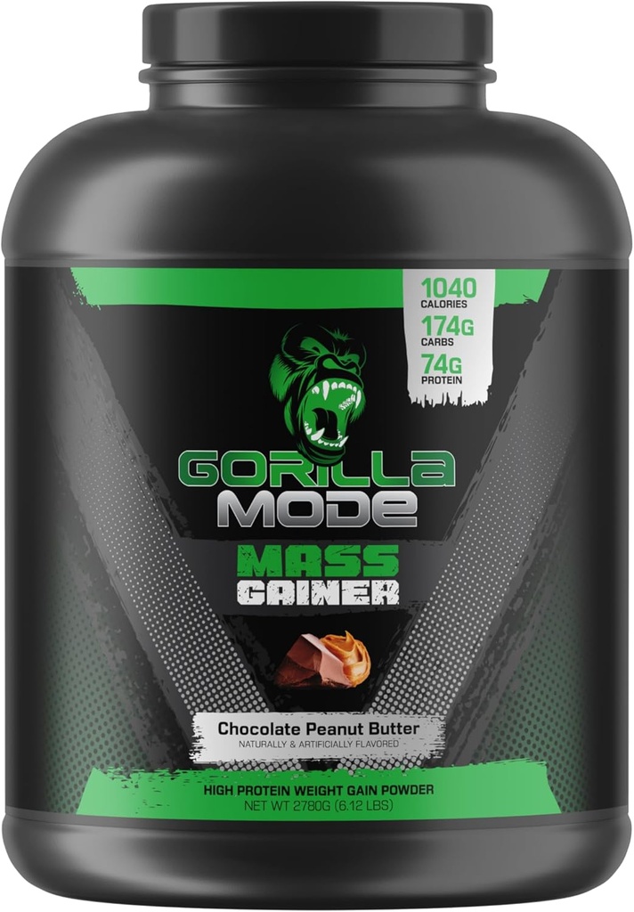 Gorilla Mind Mass Gainer (Beurre d'arachide chocolatée) – 70 g de protéines 1040 calories 175 g de glucides