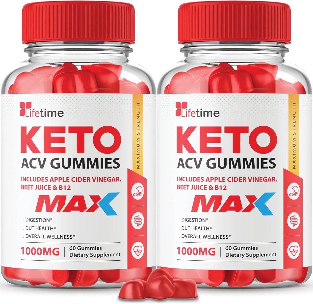 (2 Pack) Keto Max Gummies à vie - Formule officielle, végétalien, non OGM - Keto Plus à vie acc Gummies, Gummies à vie avec les Gummies à vie, vitamine B12, racine de betterave, grenade (60 Gummies)