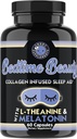 Beauté au coucher, Collagène Infusé Twilight Night Time Aide au sommeil, toutes les pilules naturelles w. L-Theanine, Mélatonine, Magnésium et Acide Hyaluronique Natural Sleepy Girl Mocktail, 60 Capsules, 30 Servir