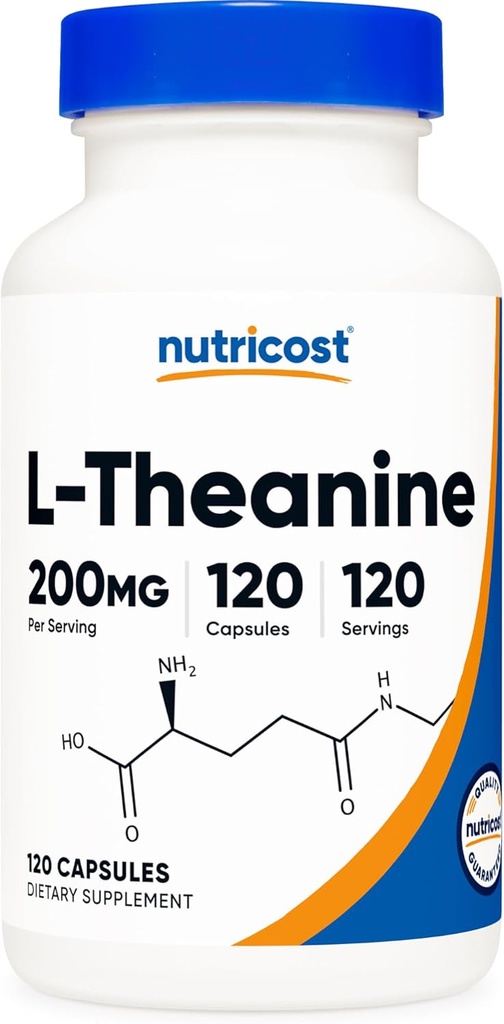 Nutricost L-Theanine 200mg, 120 Capsules, Double Strength - Non-GMO, Gluten Free