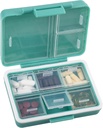 9-Grid Pill Organizer,Portable Pill Box,Grands compartiments de capacité,Conteneur de pilules de voyage,Dispensateur de médicaments, Purse de plomb,Boîte de remplissage pour vitamines, huiles de poisson ou suppléments (Navy Green)